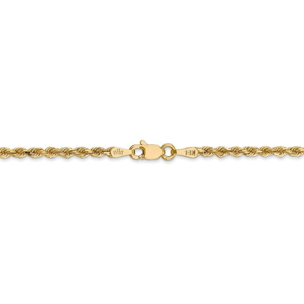 2.25mm, 14k Yellow Gold Diamond Cut Solid Rope Chain Necklace, 26 Inch - Picture 3 of 7